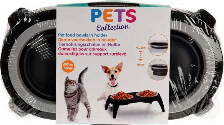 Futter- und Wasserschüsschen mit Stand - 500ml, Ø17cm, H14cm
