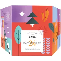 LAUX Premium VEGAN Gewürz Adventskalender - 23 hochwertige Gewürze im Glas-Röhrchen und 5er Holzdisplay - Kalender für Genussliebhaber