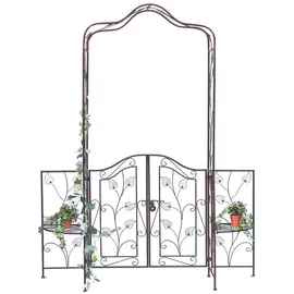 DanDiBo Ambiente Rosenbogen mit Tür 240 x 185 cm Braun