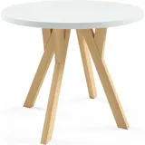 MTJMöbel Runder Ausziehtisch ORIO 80/160, Industriestil, Esstisch, Küchentisch, Rundtisch, Andersen Weißkiefer + Buche - Weiß