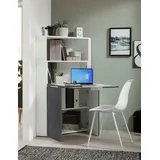 Dmora Schreibtisch Gianmaria, Eckschrank mit Regalen und Arbeitsplatte, Mehrzweck-Bürotisch, platzsparender schreibtisch, 100 % Italy, cm 70x57h140, Weiß