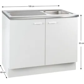 Menke Unterschrank Spülenunterschrank 100 x 85 x 60 cm Weiß