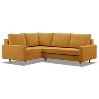 Links Ecksofa mit Schlaffunktion, Wendekissen, Gelb - Gelb