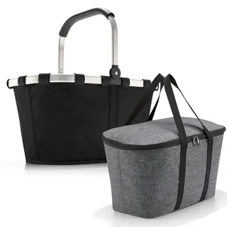 reisenthel carrybag mit coolerbag Einkaufkorb Einkaufstasche Isobag Isotasche Kühltasche Kühlkorb (Black + Twist Silver)