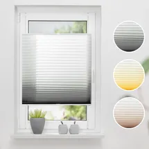 K-HOME Plissee Farbverlauf Sunrise 55 x 130 cm grau/weiß