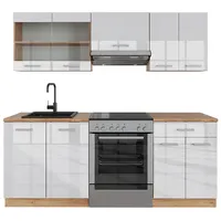 Vicco Küchenzeile R-Line 200 cm Weiß Hochglanz
