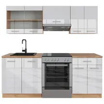 Vicco Küchenzeile R-Line 200 cm Weiß Hochglanz