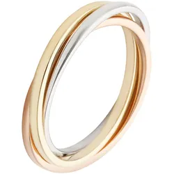 Goldring FIRETTI "Schmuck Geschenk Gold 375 verschlungene Tricolor-Optik" Gr. 60, rosa (gelbgoldfarben, weißgoldfarben, roségoldfarben), Fingerringe, 60, Gelbgold 375-Weißgold 375-Roségold 375, 1,5mm, Gelbgold 375, Weißgold 375, Rosu00e9gold 375, Made in Germany