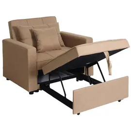 Mendler Schlafsessel HWC-L90, Klappsessel Schlafsofa Gästebett Relaxsessel, Liegefläche 197x103cm Stoff/Textil ~ taupe
