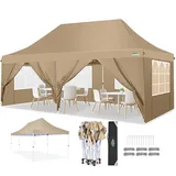 COBIZI Pavillon Partyzelt 3x6 wasserdicht stabil, Faltpavillon 3x6m mit 6 Seitenwänden, Upgrade-Hochdach und Tragetasche, Gartenpavillon für Party im Freien, Hochzeiten, Fest, UV 50+