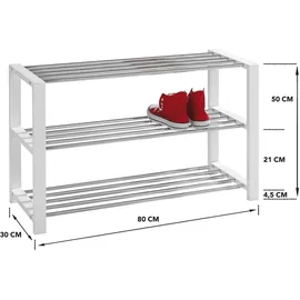 Home4You Schuhregal 80 x 50 x 30 cm weiß / weiß lackiert
