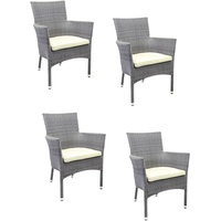 4x Konway MILANO Stapelsessel granit + Sitzkissen Polyrattan Garten Sessel Stuhl