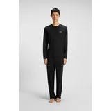 hugo underwear Pyjama HUGO UNDERWEAR "NOCTO LONG SET", Herren, Gr. XL (54), schwarz 001, Jersey, Obermaterial: 48% Baumwolle, 48% Modal, 4% Elasthan, relaxed fit normal, Rundhals, Homewear-Sets Pyjama, aus Stretch-Jersey mit Split-Logos, relaxed fit