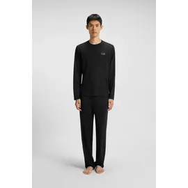 hugo underwear Pyjama HUGO UNDERWEAR "NOCTO LONG SET", Herren, Gr. XL (54), schwarz 001, Jersey, Obermaterial: 48% Baumwolle, 48% Modal, 4% Elasthan, relaxed fit normal, Rundhals, Homewear-Sets Pyjama, aus Stretch-Jersey mit Split-Logos, relaxed fit
