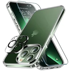 Premium 5 in 1 iPhone Schutzpaket, 2x Schutzfolie, 2x Kameraschutz, 1x Schutzhülle passend für iPhone 15 Pro