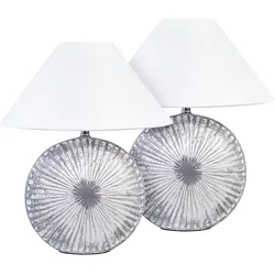 Tischlampe 2er Set Keramik grau / weiß 38 cm Kegelform YUNA