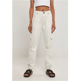 URBAN CLASSICS Organic Stretch Cargo Hochtaillierte Jeans Off White Raw 34