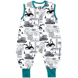 TupTam Sommerschlafsack Baby mit Beinen Leichter Schlafsack Baby Sommer 0.5 TOG, OEKO-TEX, Farbe: Bagger/Grün, Größe: 80-86 - 80-86