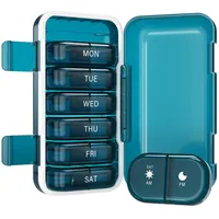 Joinice Tablettenbox 7 Tage, Wöchentliche Pillendose 2 Fächer pro Tag (AM/PM), Klein, Feuchtigkeitsfest & Robust, Für Medikamente, Vitamine & Ergänzungsmittel (2x7 Blau)