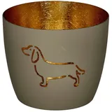 Giftcompany Madras Windlicht M Dackel 8,5 cm beige/gold
