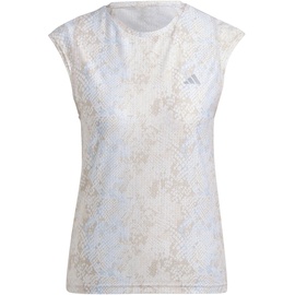 adidas Damen T-Shirt (Short Sleeve) Fast AOP Tee, White/Wonder Taupe, HR5714, S