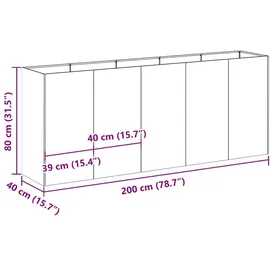 vidaXL Rostig 200 x 40 x 80 cm Braun