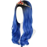 Topcosplay Perücke für Kinder Mädchen, Lockige Perücke Lang Blau Karneval Halloween Kostüm Party Perücken