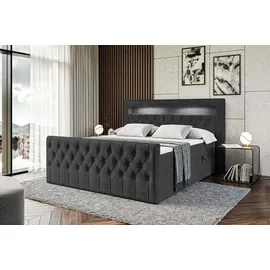 altdecor Boxspringbett mit Matratze (20 cm hoch) und Topper, (4 cm hoch), Polsterbett mit Bettkasten, - Aurora - 180x200... - Schwarz