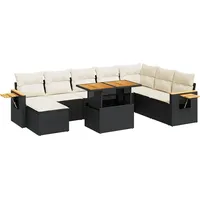 vidaXL Garten-Lounge-Set 9-tlg. schwarz