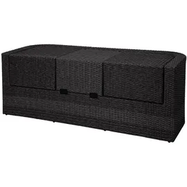 Mendler 3in1-Garnitur HWC-J37, Garten-/Lounge-Set Sonneninsel, Spun Poly Poly-Rattan MVG ~ anthrazit, Kissen dunkelgrau