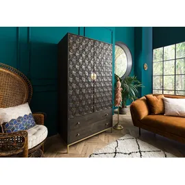 Massivmoebel24 Kleiderschrank Mango 99x55x190 grau geölt DIAMOND 118