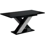 altdecor Schwarz Hochglanz, Holzwerkstoff, Rechteckig,Rechteckig, Bodenplatte, 90x75x120 cm, Esszimmer, Tische, Esstische