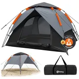 Sekey Kuppelzelt Campingzelt 2 Personen Wasserdicht Strandmuschel Pop up, Personen: 2, Pop up Kuppelzelte, Automatisches Hydraulik-System, UPF50+ grau