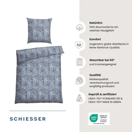SCHIESSER Missy Floral Rauchblau 135 x 200 cm + 80 x 80 cm