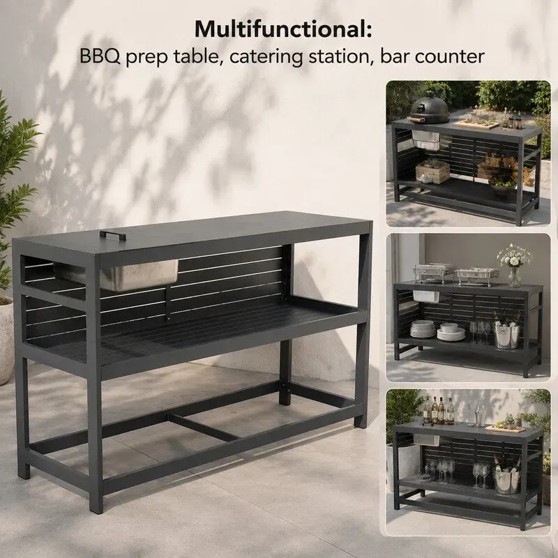 Terrabeta garden furniture aluminum outdoor kitchen worktable with stainless steel ice bucket