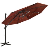 furnicato Sonnenschirm mit Aluminium-Mast 4-lagig Terrakottarot 3x3 m braun