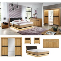 Schlafzimmer komplett JORCK Set B Bett 160/180 x 200 Kleiderschrank Nachttische