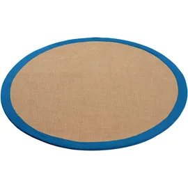 carpetfine Sisalteppich CARPETFINE "Sisal", blau, H:5mm Ø:80cm, Sisal, Teppiche, Sisalteppich, mit farbiger Bordüre, Anti-Rutsch Rückseite