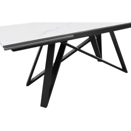 Stolkom "Charly Esszimmertisch Keramik, ausziehbar 280 cm, BxHxT 180x75x95 cm", weiß schwarz, weiß), H:75cm, Tische, Esstisch, Keramikoberfläche,Tischplatte beidseitig ausziehbar 180 auf 280 cm