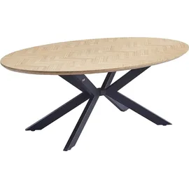 Home Deluxe Esstisch Oval AVENTIS inkl. Sternfuß - 200 x 120 cm Fishbone Oak |Küchentisch, Esszimmer, Esszimmertisch