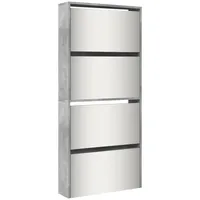 VidaXL Schuhschrank mit Spiegel 4 Fächer Betongrau 63x17x134 cm