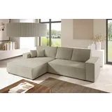bromarkt Ecksofa PABLO Schlaffunktion Bettkasten L-Form 294x185x85cm Weiß Links - Weiß