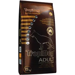 TROPIDOG SUPER PREMIUM ADULT MEDIUM & LARGE BREED LAMB WITH RICE 15kg + Überraschung für den Hund