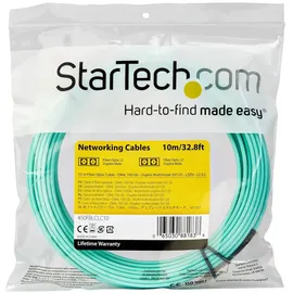 Startech LC/LC LWL-Kabel 50/125 OM4 LC to LC Multimode Duplex Fiber Optic Patch Cable - - 10 m LC/UPC auf LC/UPC Glasfaserkabel, 50/125μm LOMMF/VCSEL Zipcord LWL, 100G Netzwerke, Low Insertion Loss, LSZH LWL Patchkabel 10 m, Netzwerkkabel