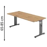 Hammerbacher OS 19 höhenverstellbarer Schreibtisch asteiche rechteckig, C-Fuß-Gestell grau 180,0 x 80,0 cm