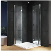 IMPTS Duschabtrennung 100x100cm Eckeinstieg Duschkabine Doppel Duschtür Falttürkabine 5mm ESG-Glas 180°Drehfalttür Duschwand Faltdusche eckdusche Höhe 195cm