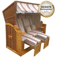 Brast Strandkorb 3-Sitzer OSTSEE rot/beige gestreift