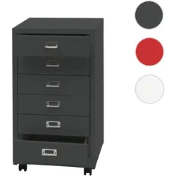 Rollcontainer HWC-L49, Schubladenschrank Stahlschrank Aktenschrank, Metall 75x40x41cm 6 Schubladen ~ dunkelgrau