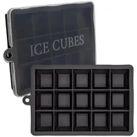 Intirilife 2x Eiswürfelformen in SCHWARZ – 2er Set à 15 Fächer Eiswürfel Silikonformen mit Deckel – Flexibler Eiswürfelbehälter Verschließb