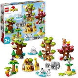 LEGO DUPLO Wilde Tiere der Welt, Zoo-Spielzeug mit Sound, 22 Tierfiguren 10975